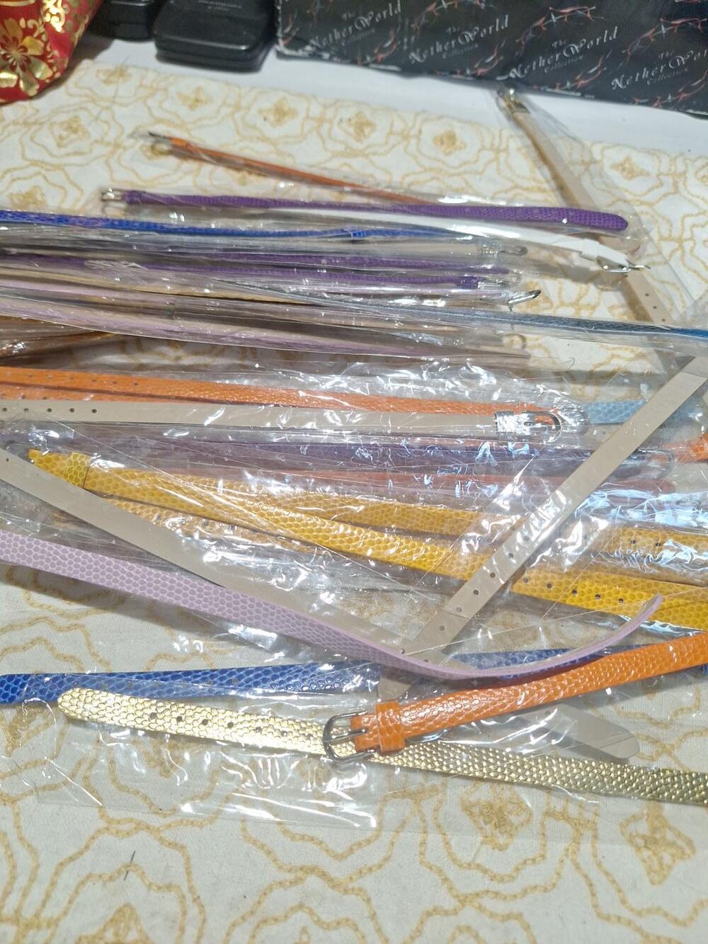 Lot 59 8mm Faux Leather Snakeskin Slider Charm Bracelet Bands Assorted Colors 8"